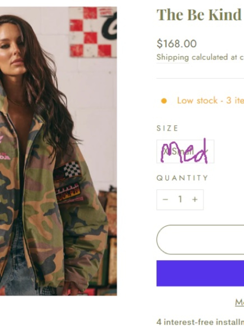 The Be Kind Camo Bomber Jacket - Green (SOLD OUT IN THIS SIZE) - Picture 2 of 9